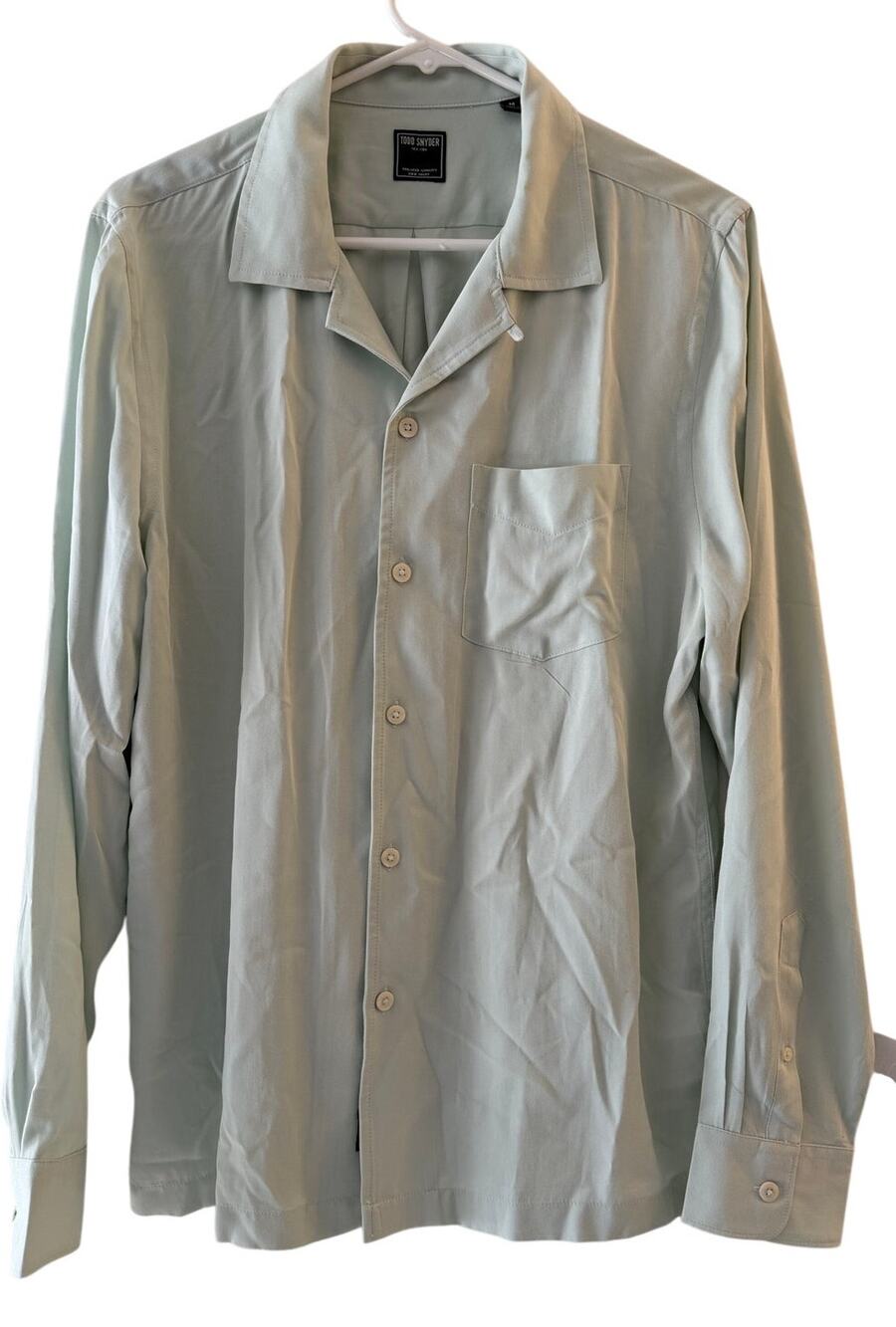 Todd Snyder Men Camp Collar Oxford Shirt M Long Sleeve Mint Green Button Up